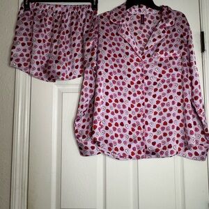 Adore Me Red and Pink Heart Pajama Set